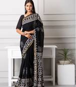 Elise handblock printed mul-mul saree