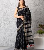 Diana handblock printed mul-mul saree