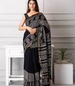 Alyssa handblock printed mul-mul saree