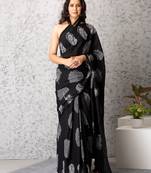 Alina handblock printed mul-mul saree