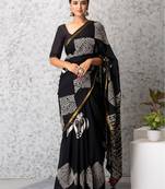 Zoe handblock printed mul-mul saree