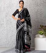Emily handblock printed mul-mul saree