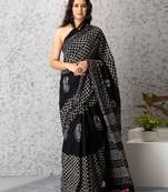 Eliza handblock printed mul-mul saree