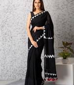 Chloe handblock printed mul-mul saree