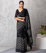 Layla handblock printed mul-mul saree