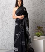 Riley handblock printed mul-mul saree