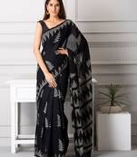Nova handblock printed moonga cotton saree