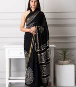 Lilly handblock printed mul-mul saree