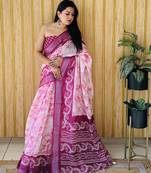 Wine woven linen saree with blouse piece