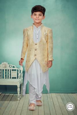 Off white kurta pajama with full jacket two pice set 1