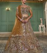 Mustard net and Coding & Zarkan embroidery Semi-Stitched Lehenga choli & Dupatta