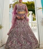 Lavender net and Coding & Zarkan embroidery Semi-Stitched Lehenga choli & Dupatta