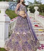 Purple net with Coding & Zarkan embroidery Semi-Stitched Lehenga choli & Dupatta