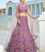 Lavender net with Coding & Zarkan embroidery Semi-Stitched Lehenga choli & Dupatta
