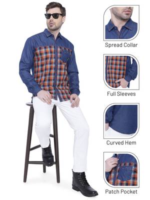 Men's casual denim shirt | cheks shirt for men 5