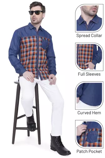 Men's casual denim shirt | cheks shirt for men