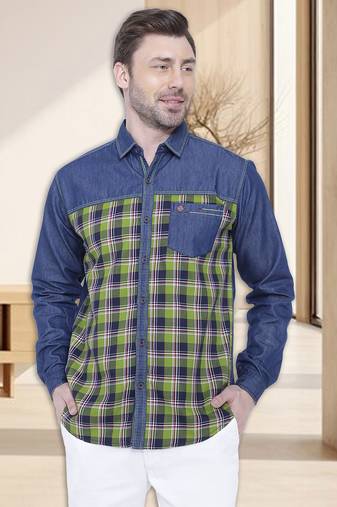 Men's casual denim shirt | cheks shirt for men