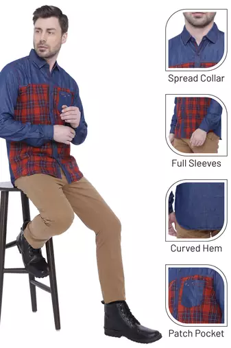 Men's casual denim shirt | cheks shirt for men