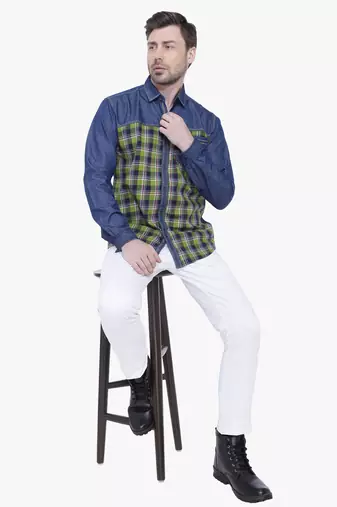 Men's casual denim shirt | cheks shirt for men