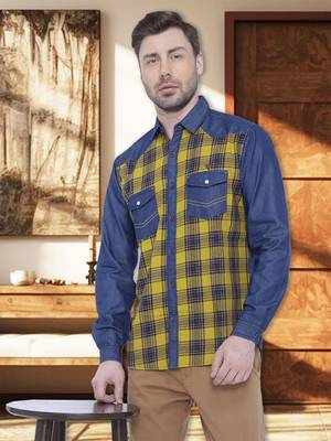 Kuons avenue men's casual denim shirt | cheks shirt for men 1