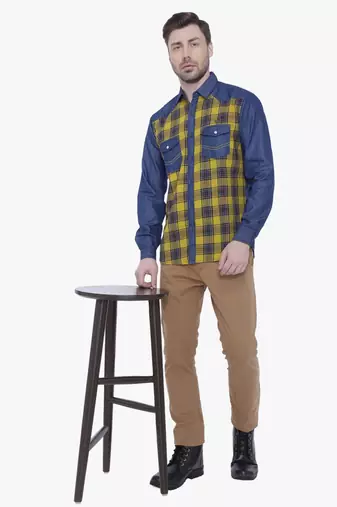 Kuons avenue men's casual denim shirt | cheks shirt for men