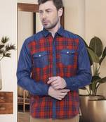 Kuons avenue men's casual denim shirt | cheks shirt for men