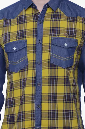 Kuons avenue men's casual denim shirt | cheks shirt for men