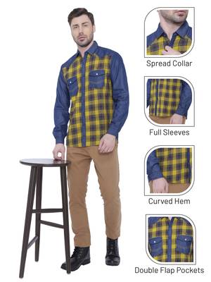 Kuons avenue men's casual denim shirt | cheks shirt for men 5