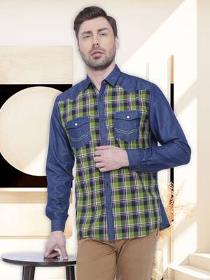 Kuons avenue men's casual denim shirt | cheks shirt for men 1