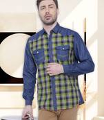 Kuons avenue men's casual denim shirt | cheks shirt for men