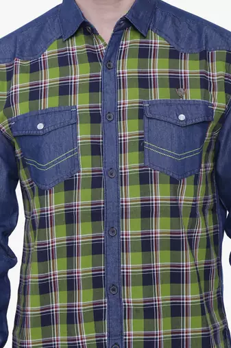 Kuons avenue men's casual denim shirt | cheks shirt for men