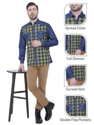Kuons avenue men's casual denim shirt | cheks shirt for men 5