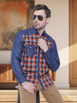Kuons avenue men's casual denim shirt | cheks shirt for men 1