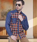 Kuons avenue men's casual denim shirt | cheks shirt for men