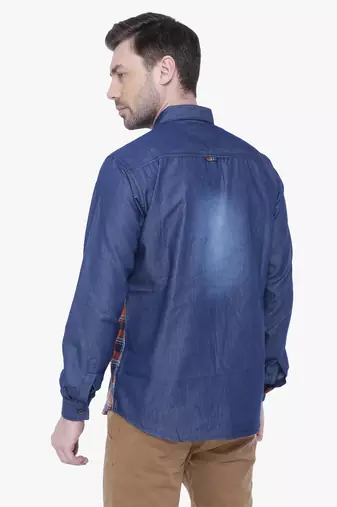 Kuons avenue men's casual denim shirt | cheks shirt for men