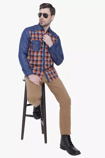 Kuons avenue men's casual denim shirt | cheks shirt for men