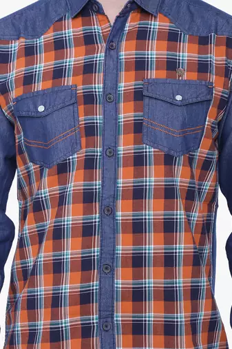 Kuons avenue men's casual denim shirt | cheks shirt for men