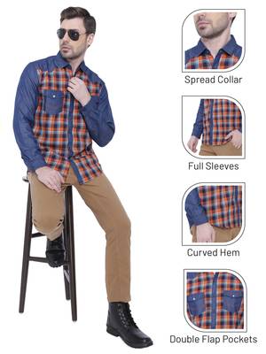 Kuons avenue men's casual denim shirt | cheks shirt for men 5