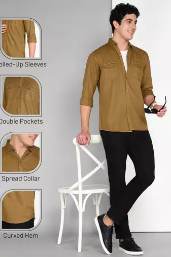Men's cotton twill casual shirt | double pocket shirt