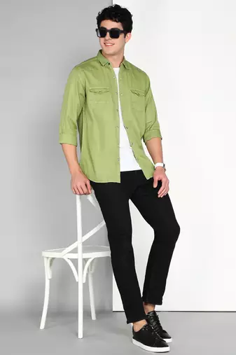 Men's cotton twill casual shirt | double pocket shirt