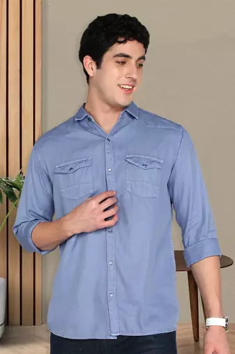 Men's cotton twill casual shirt | double pocket shirt