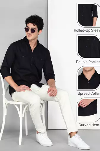 Men's cotton twill casual shirt | double pocket shirt