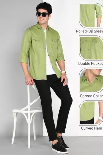 Men's cotton twill casual shirt | double pocket shirt