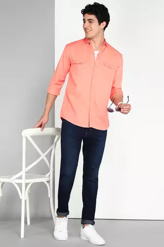 Men's cotton twill casual shirt | double pocket shirt