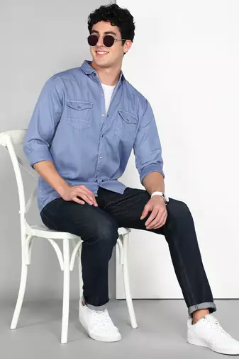 Men's cotton twill casual shirt | double pocket shirt