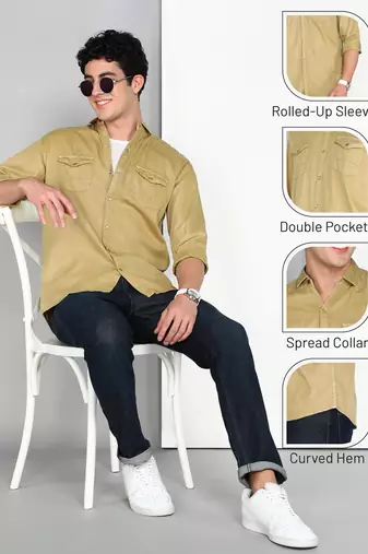Men's cotton twill casual shirt | double pocket shirt