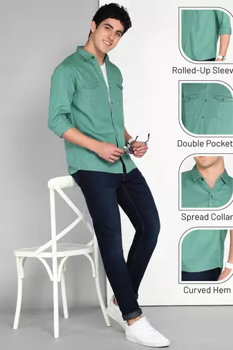 Men's cotton twill casual shirt | double pocket shirt