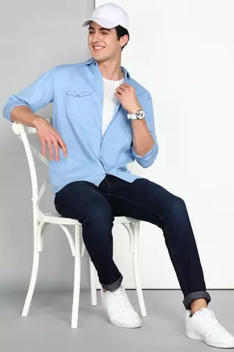 Men's cotton twill casual shirt | double pocket shirt