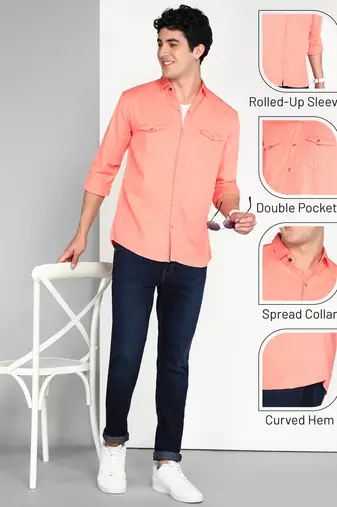 Men's cotton twill casual shirt | double pocket shirt