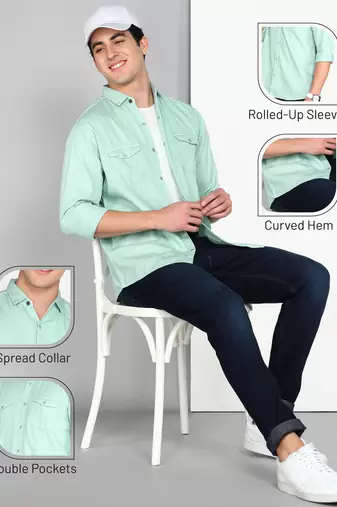 Men's cotton twill casual shirt | double pocket shirt